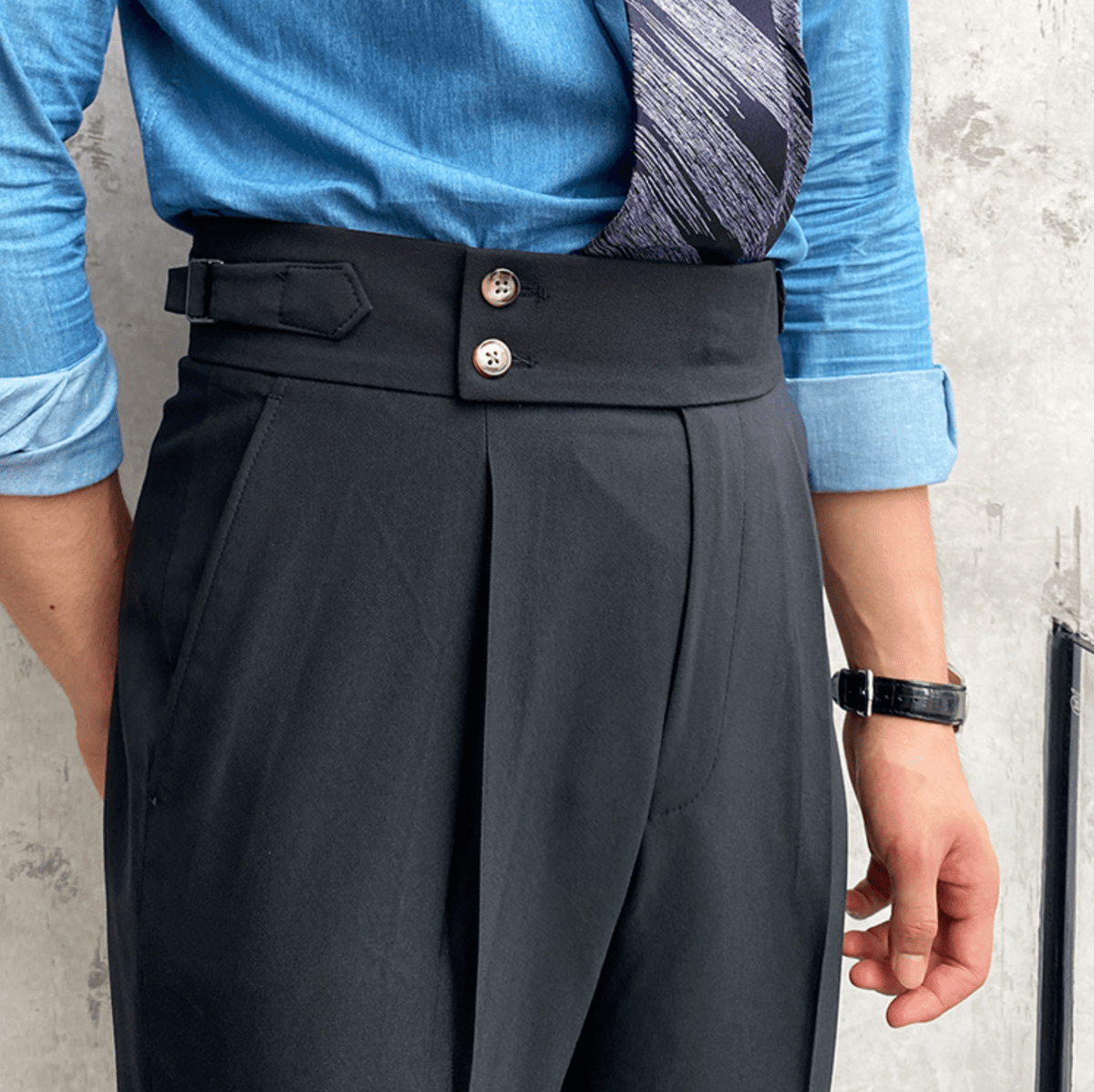 Élégants Pantalons Taille Haute en Tissu Luxe - Edward