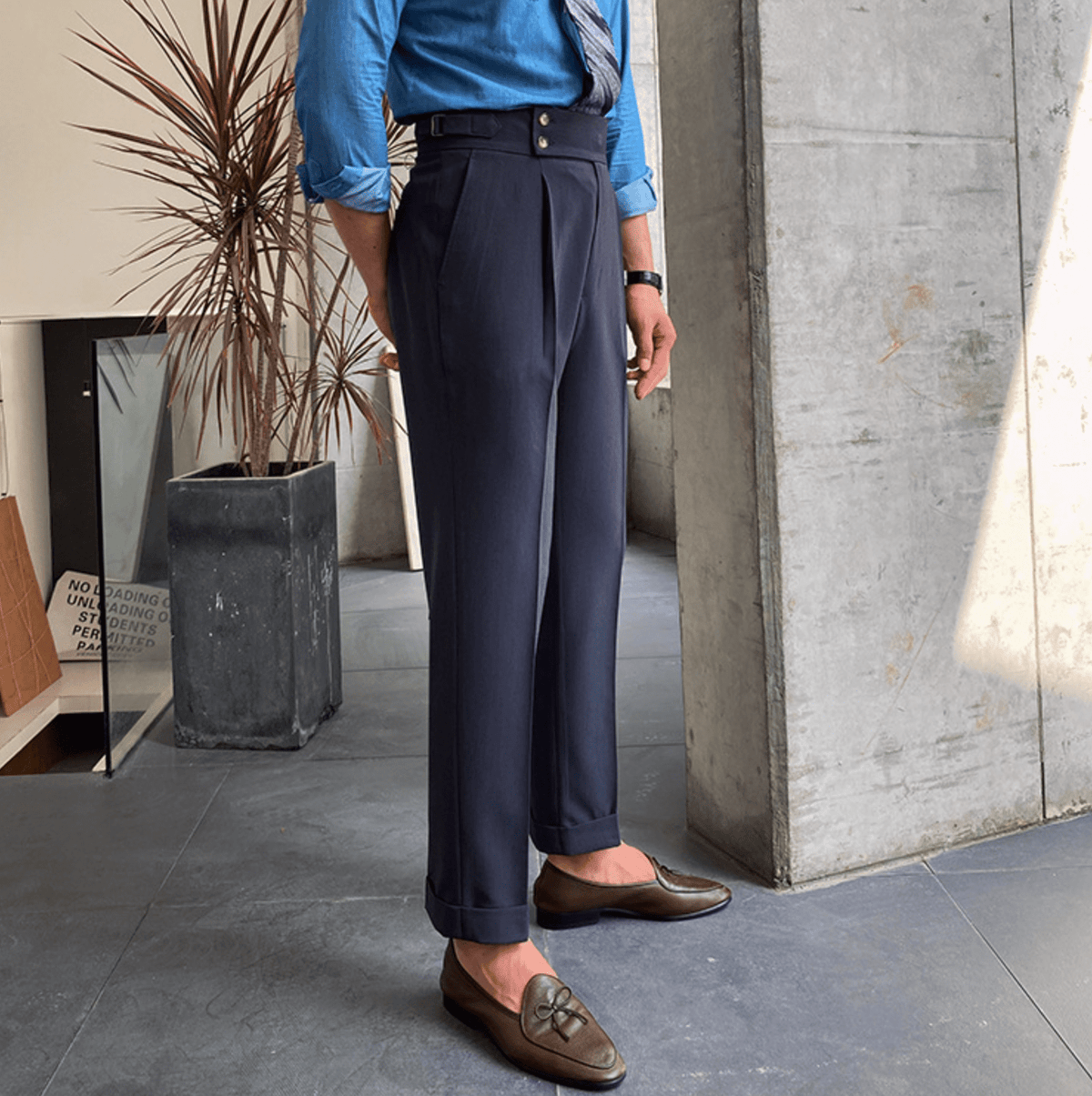 Élégants Pantalons Taille Haute en Tissu Luxe - Edward