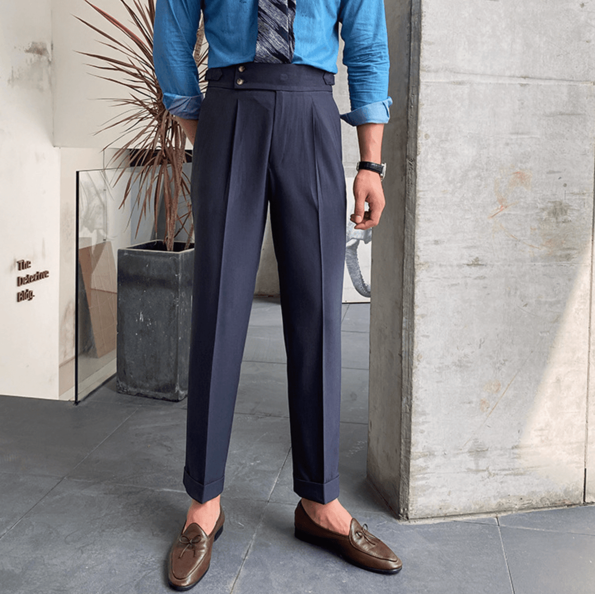 Élégants Pantalons Taille Haute en Tissu Luxe - Edward