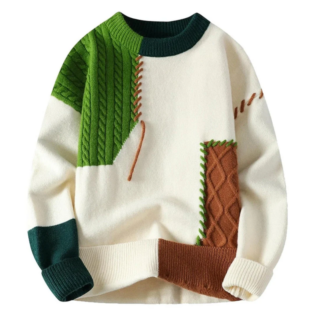 Pull en Patchwork Élégant en Laine Douce - Maison Claire et Sylvie