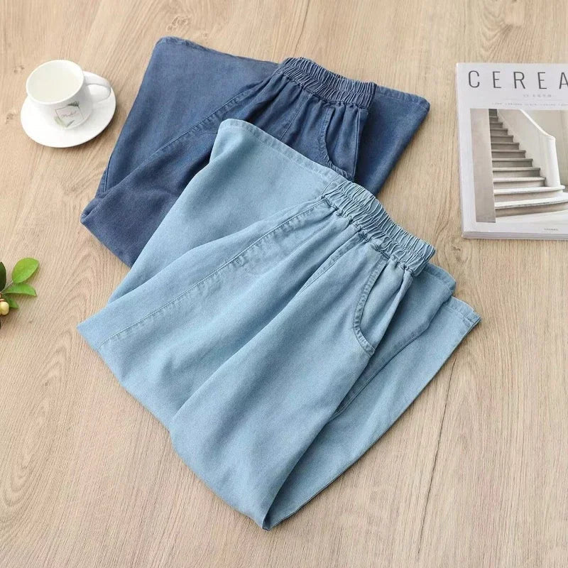 Jupe Midi Élégante en Denim Léger - Maison Claire et Sylvie