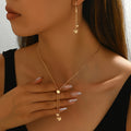 Rosalie™ | Set Collier Pendentif Cœur Ajustable & Boucles d'Oreilles
