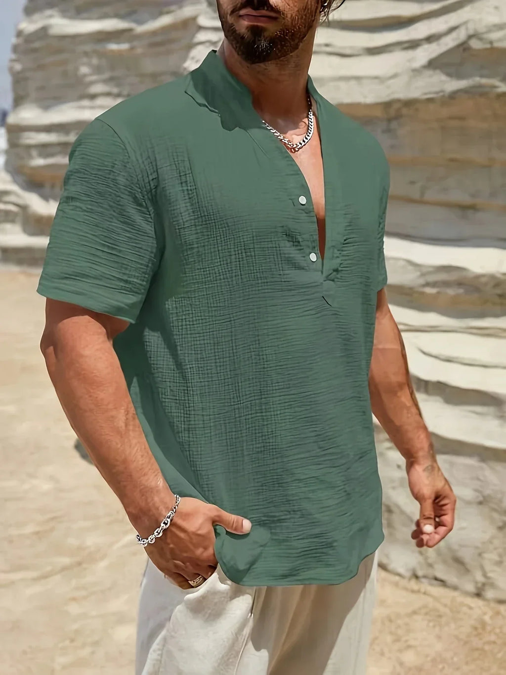 Maevine | Chemise d'été élégante à col montant