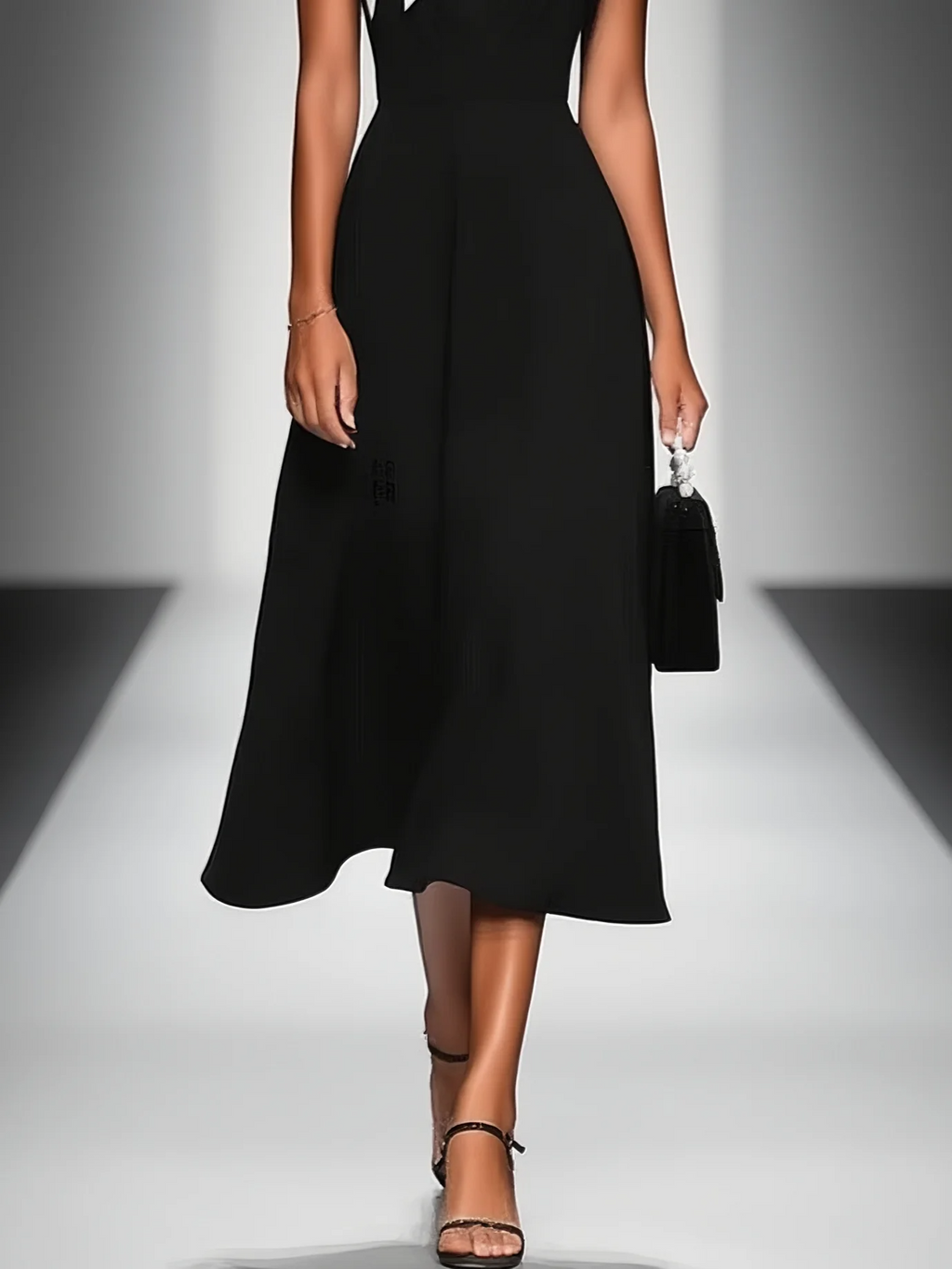 Ariane | Robe Midi Femme à Décolleté Carré et Manches Colorblock