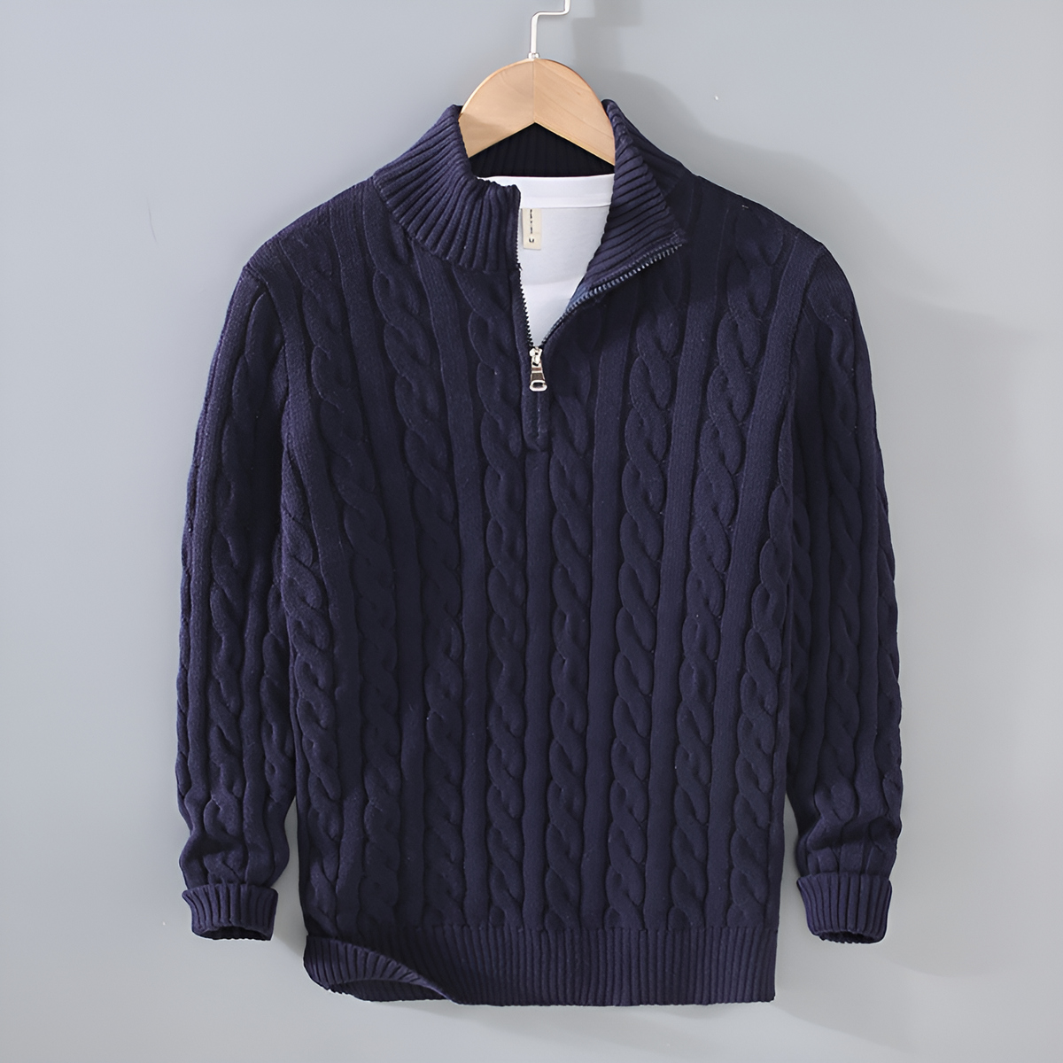 Pull Torsadé Élégance à Demi-Zip - Maison Claire et Sylvie