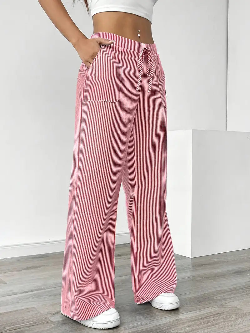 Pantalons Chic Rayés en Lin - Élégance Décontractée par Maison Claire et Sylvie