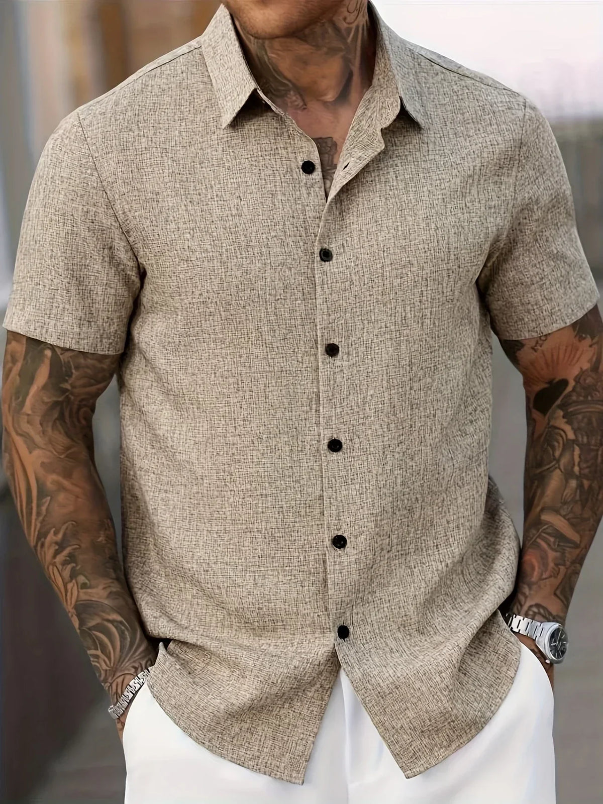 Maevine | Chemise légère à manches courtes en mélange de lin
