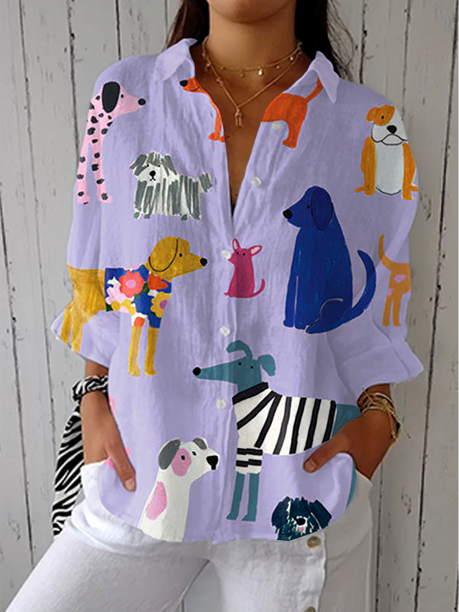 Florence™ | Blouse Chiens Joueurs