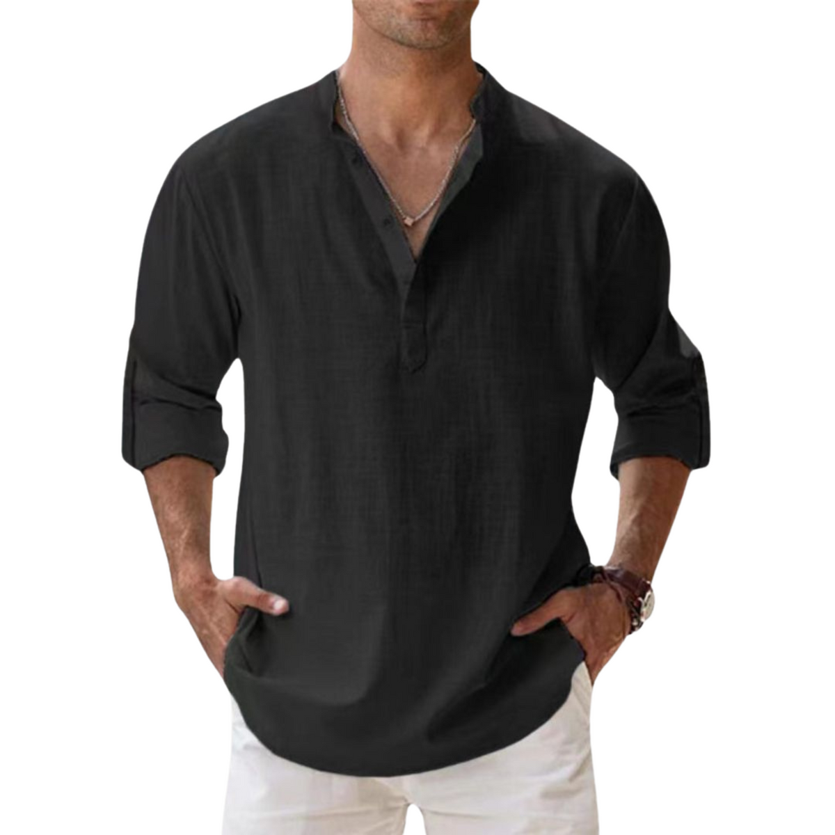 Maevine | Chemise Henley en coton effet lin