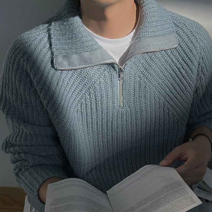 Maevine | Pull Azure à quart de zip