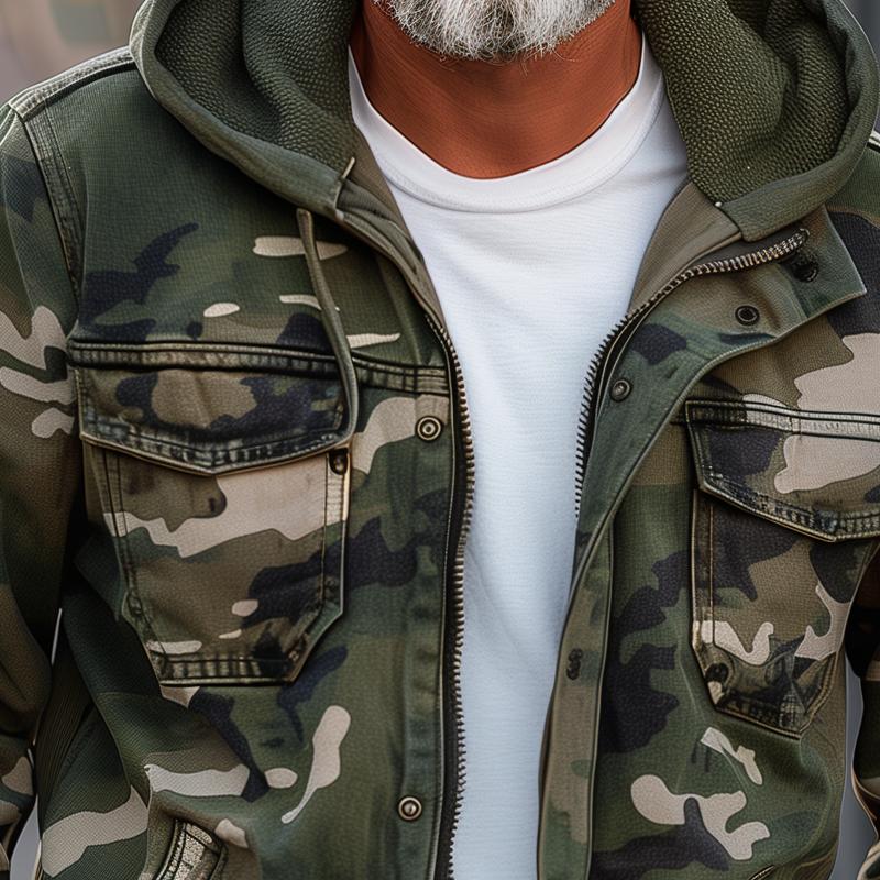 Veste Cargo Élégante en Tissu Camouflage - Maison Claire et Sylvie