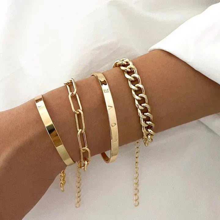 Simone™ | Set de Bracelets Dorés Modernes