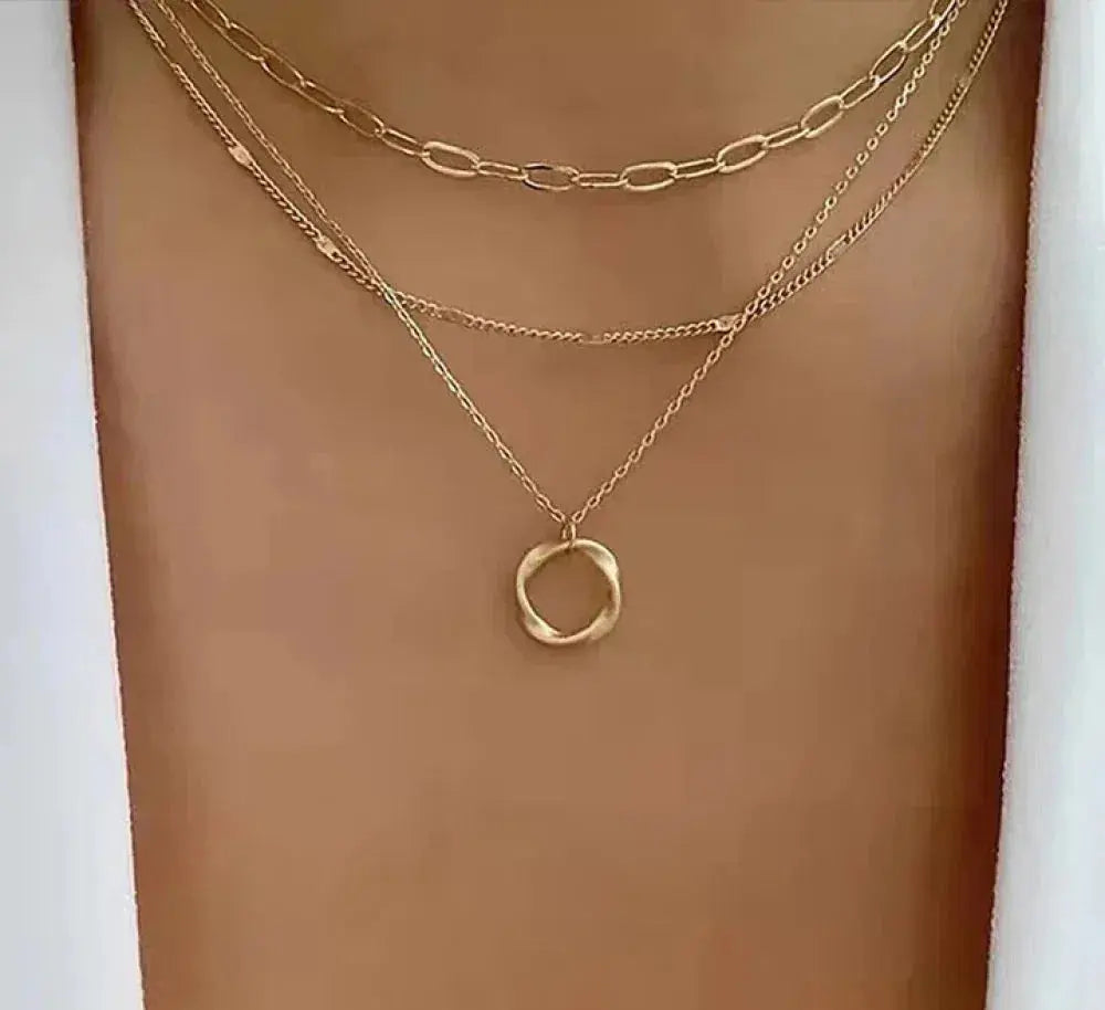 Héloïse™ | Collier Chaîne Dorée Superposée & Pendentif